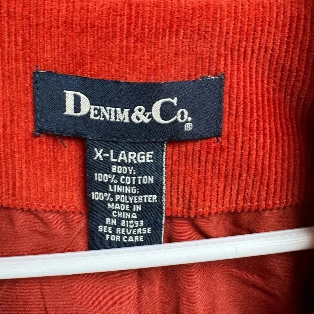 Denim & Co Women’s Red/Orange Corduroy Blazer One Button‎ XL